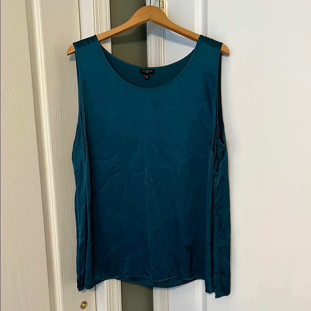 Talbots Emerald Green Silk Sleeveless  Top 22W